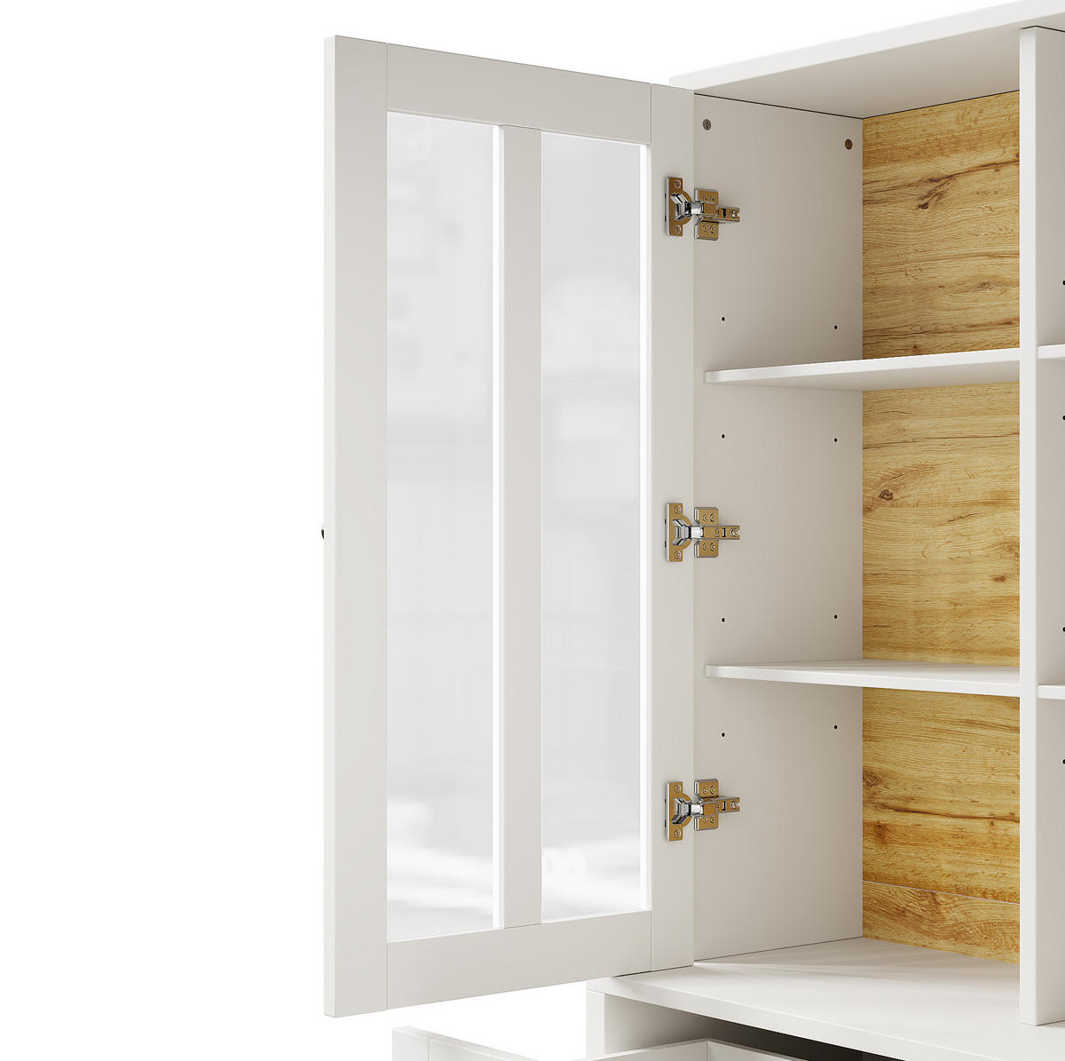 BUFFET 140/38,5/175 cm aus MDF und Acryl mit verstellbaren Einlegeböden Weiß - Weiß, Holzwerkstoff (140/175/38.5cm) - Modenvie