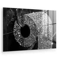 ACRYLGLASBILD WC - Toilettenpapier - Schwarz und weiß - Glitter 120x80 cm - Silberfarben, Glas (120/80cm) - MuchoWow