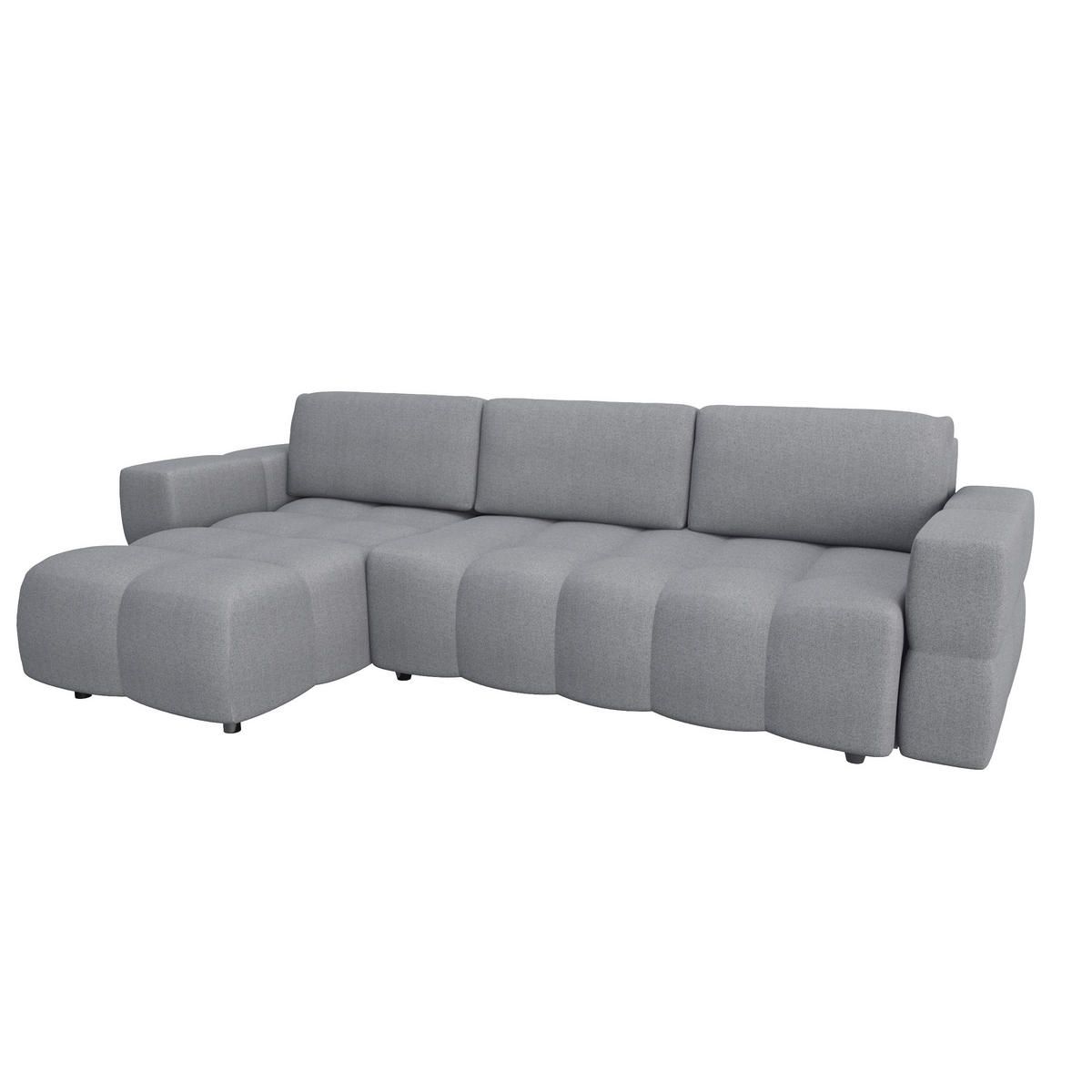 ECKSOFA LINKS Rastergewebe Betongrau 286cm - Grau, Textil (169/286cm) - Sia Home