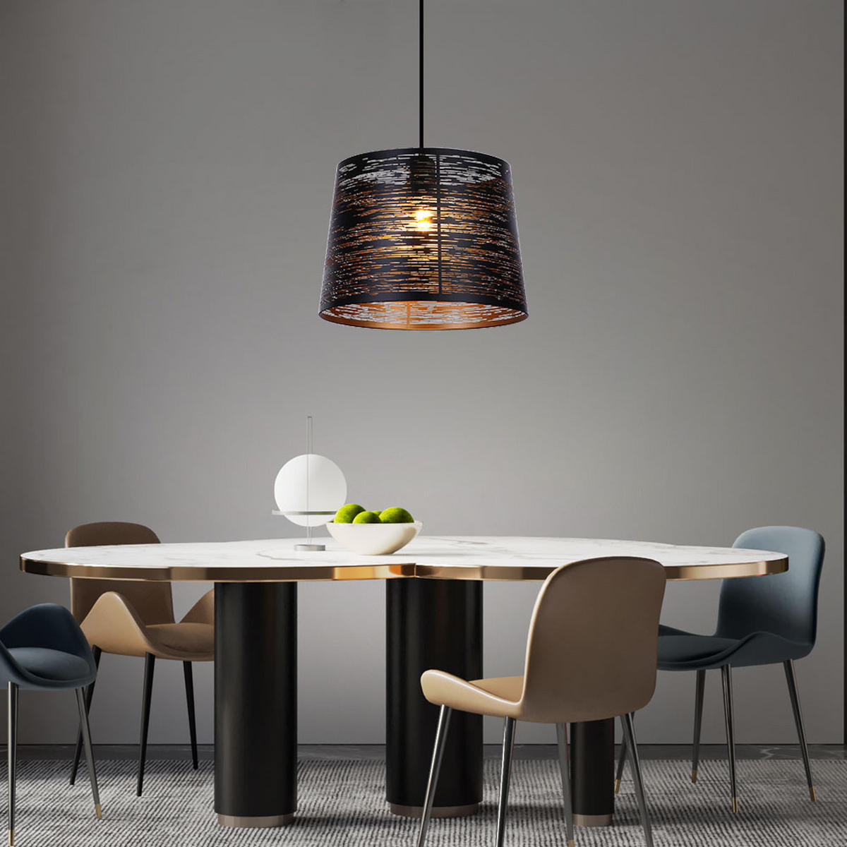 HÄNGELEUCHTE Metall Schwarz Goldfarben Rund - Schwarz, Metall (35/35/120cm) - Globo Lighting