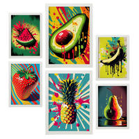 POSTER Set Mit 6 Tropische Früchte Vollfarbige Plakate Von Obst, Gemüse Und Gesunden Lebensmitteln Im Urban Art Stil A3 & A4 Weißer Rahmen - Weiß, Papier (29/3cm) - Nacnic