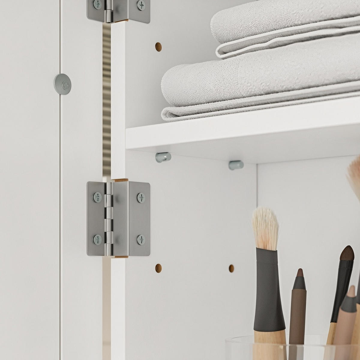 KOUPELNOVÁ zrcadlová skříňka s LED osvětlením a zásuvkami - barva javoru, kožešina (60/60/15.5cm) - SoBuy