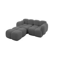 ECKSOFA modulares Sofa Links Miko-L1 214x205x75 Grau Bouclé - Chromfarben/Schwarz, Holzwerkstoff/Kunststoff (214/205cm) - ALTDECOR