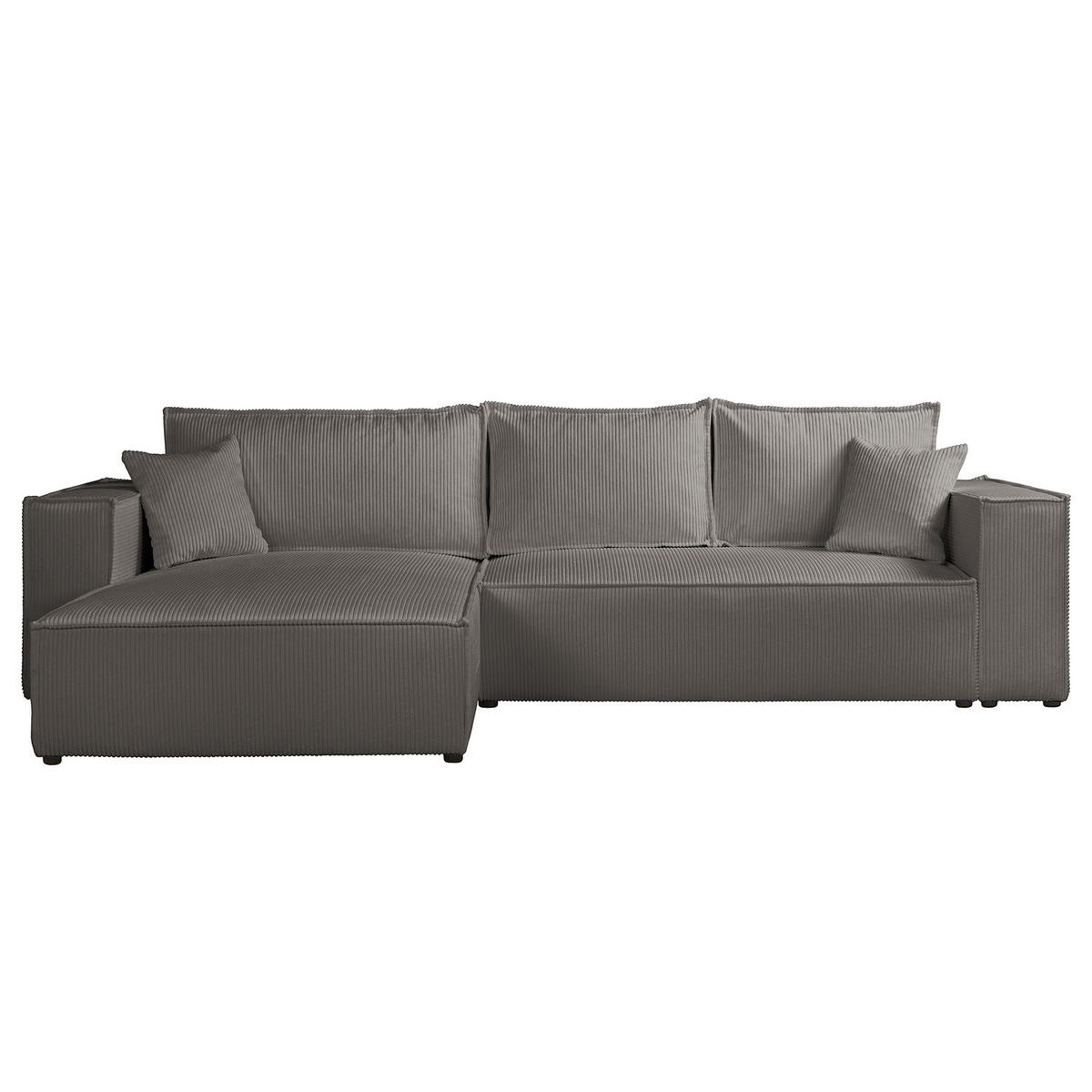 ECKSOFA mit Schlaffunktion - 290 cm - Schwarz/Grau, Kunststoff/Textil (290/185cm) - home24