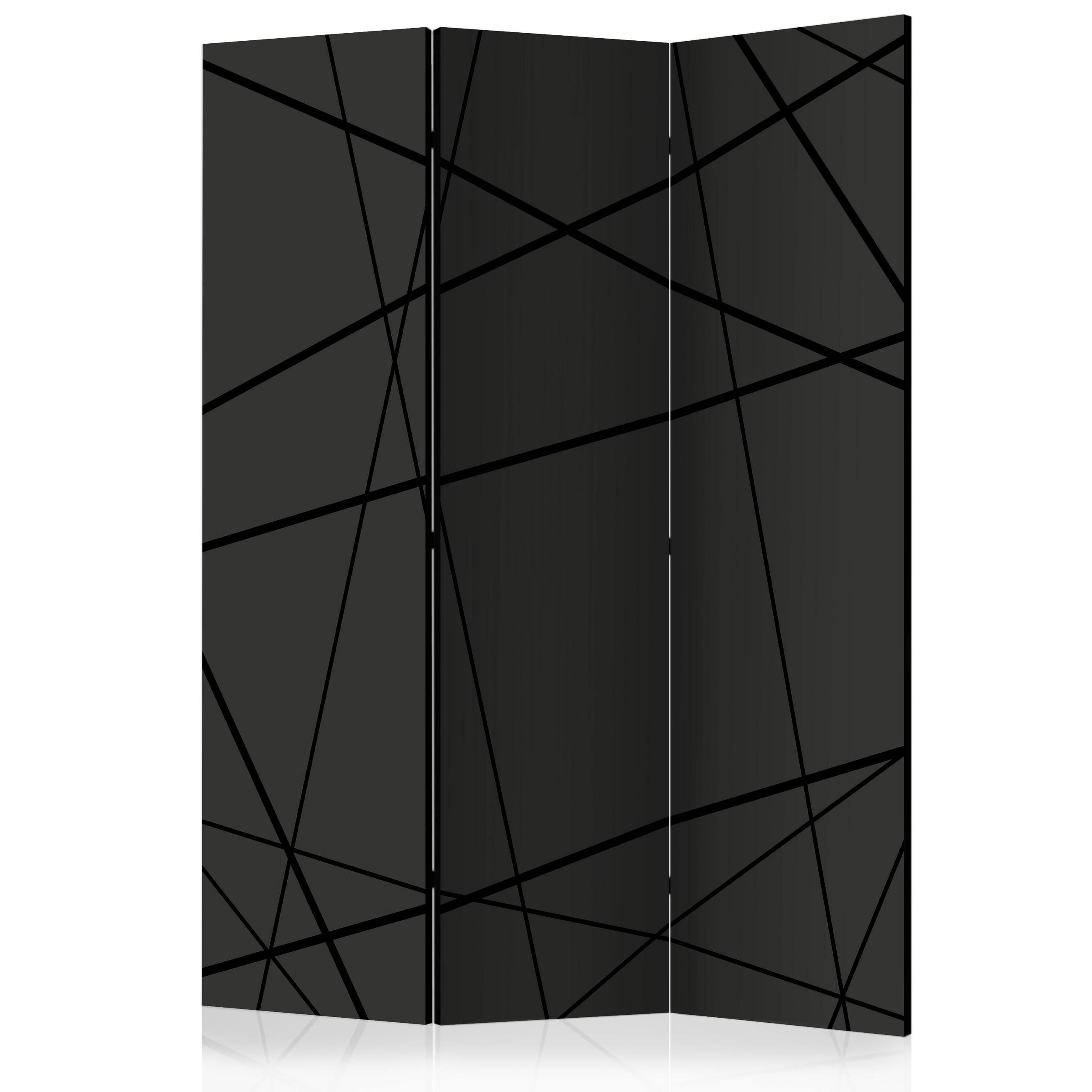 PARAVENT Akustik 3-tlg 135x172 cm Moderne Linien Abstraktion - Schwarz, Holz/Textil (135/172/3cm) - Muralo