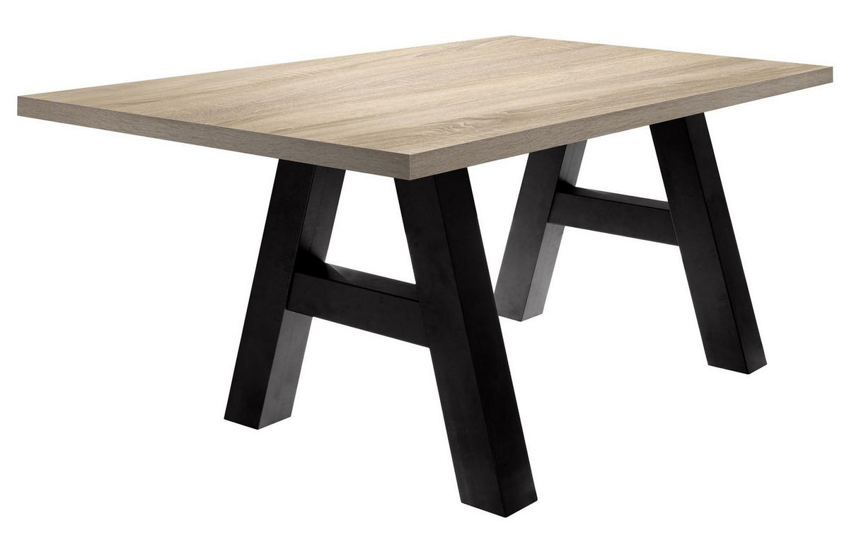 ESSZIMMERTISCH Elia 8 180 x 90 x 75 Esstisch Schwarzstahl/Eiche Sägerau - Braun, Holz (180/90/75cm) - 58aufmkessel