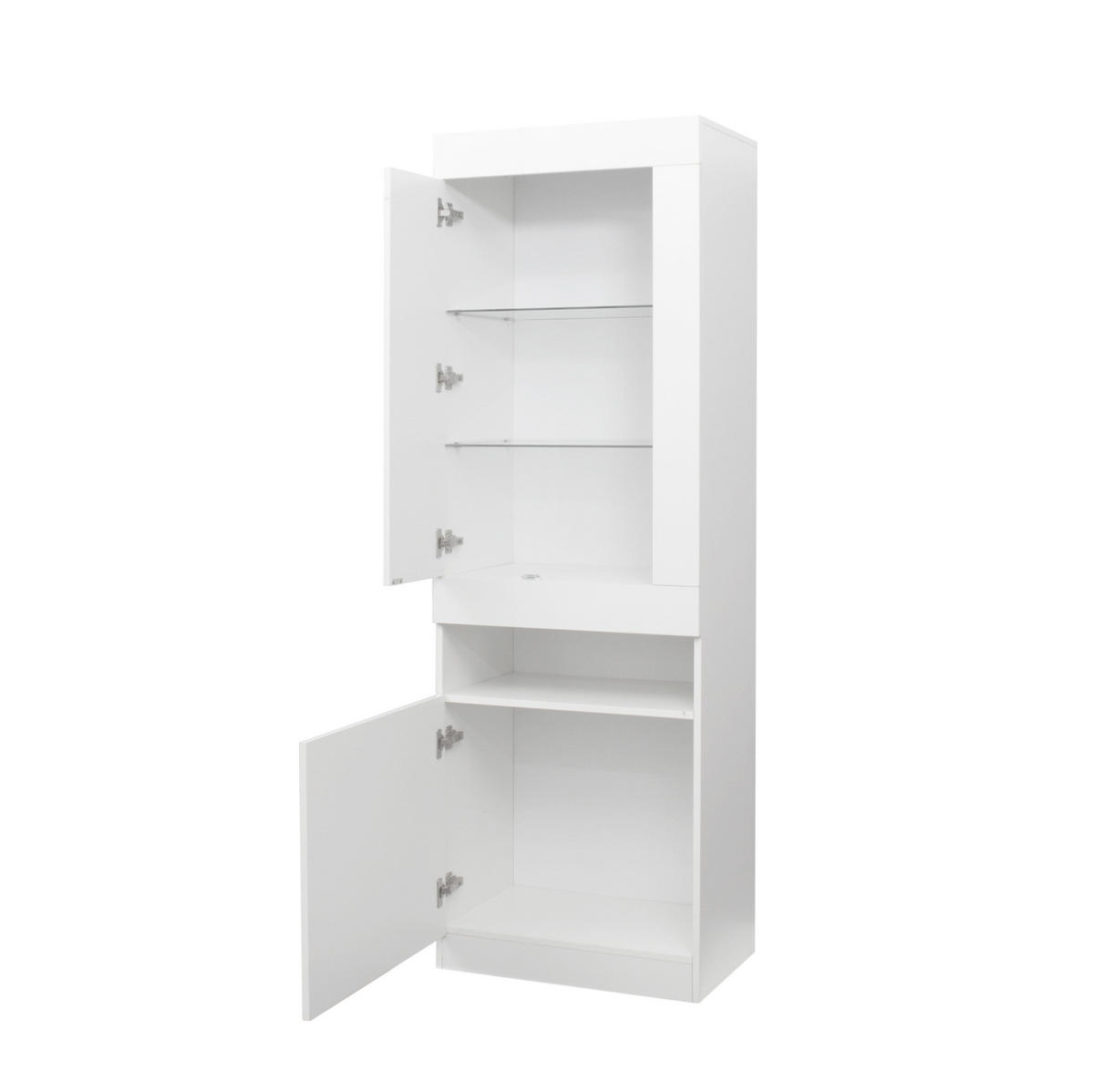 VITRINA 50/40/180 cm bijela, s LED rasvjetom i prostorom za odlaganje - bijela, drvni materijal (40/180/50cm) - BEAOK