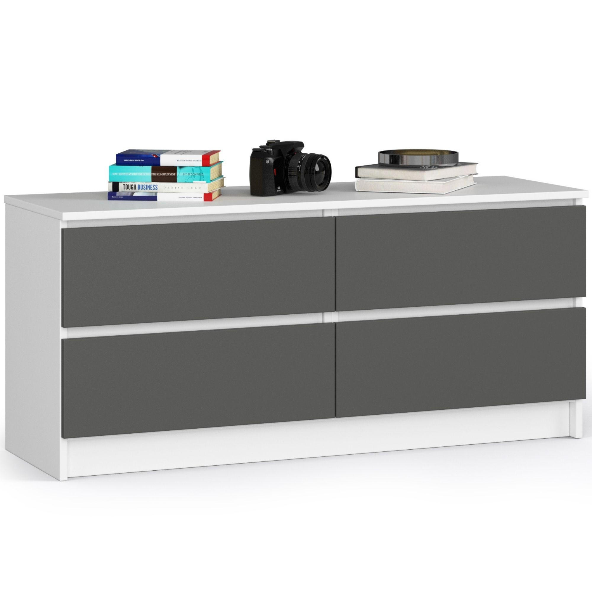 Akord Kommode Weiß, Grau 120x55x40 cm