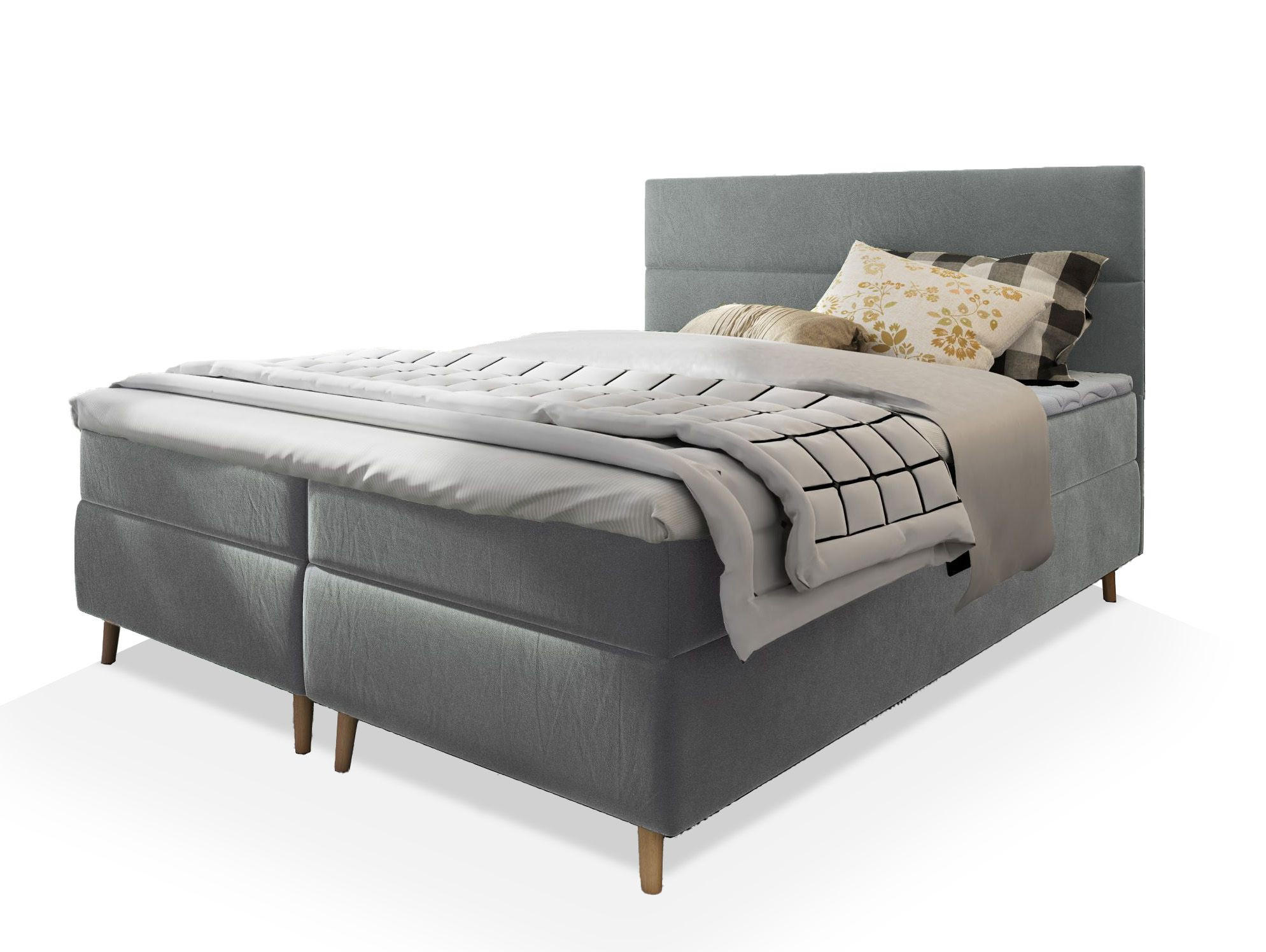 BOXBETT SANTA 140x200 cm mit Matratze und Topper - Hellgrau - Hellgrau, Holz (140/200cm) - MASSENO