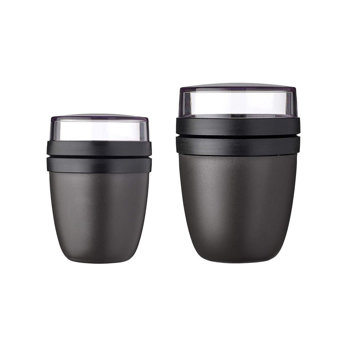 LUNCHPOT MINI + REGULAR Ellipse Nordic Black 2er Set - Schwarz, Kunststoff (1/1/1cm) - Mepal