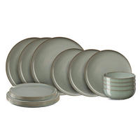 GESCHIRRSET6 PERSONEN GESCHIRRSETSaisons - Eucalyptus - 18-teilig / 6 Personen - 6 Speiseteller, 6 Schalen und 6 FRÜHSTÜCKTELLER - Grün, Keramik (2/2/1cm)