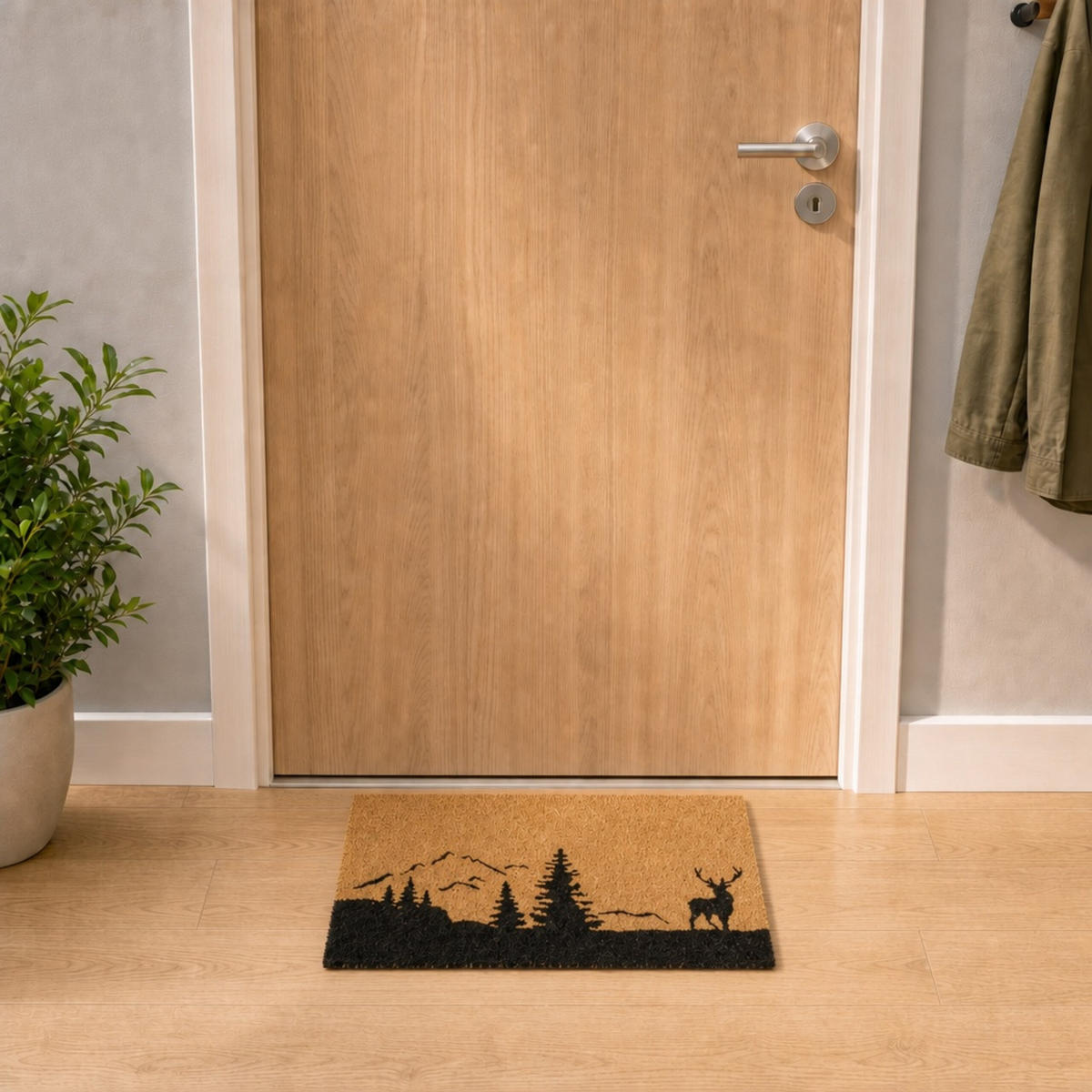 ROHOŽKA Přírodní Černá kokos protiskluzová 60x40 cm - světle hnědá, textil/plast (60/40cm) - Relaxdays