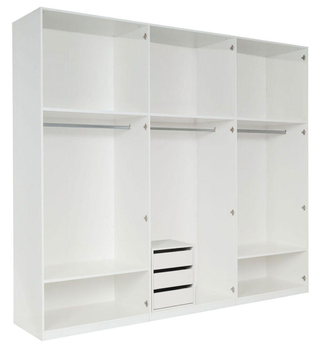 KLEIDERSCHRANK Italia weiß matt / weiß hochglanz 270 / 59 / 237cm - Weiß Hochglanz/Weiß, Holz/Holzwerkstoff (270/237/59cm) - Feldmann-Wohnen