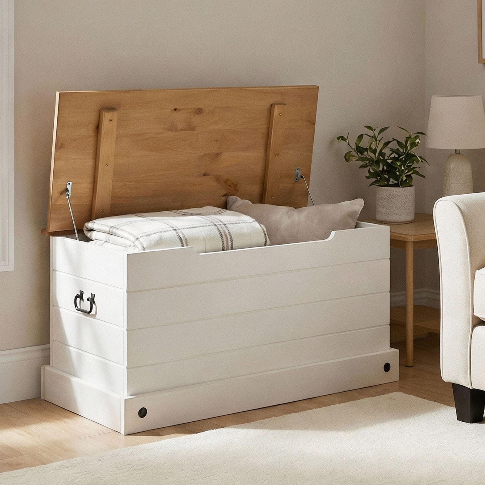 HOLZTRUHE CAMPO - Weiß/Braun, Holz (91/46/50cm) - CARO-Möbel