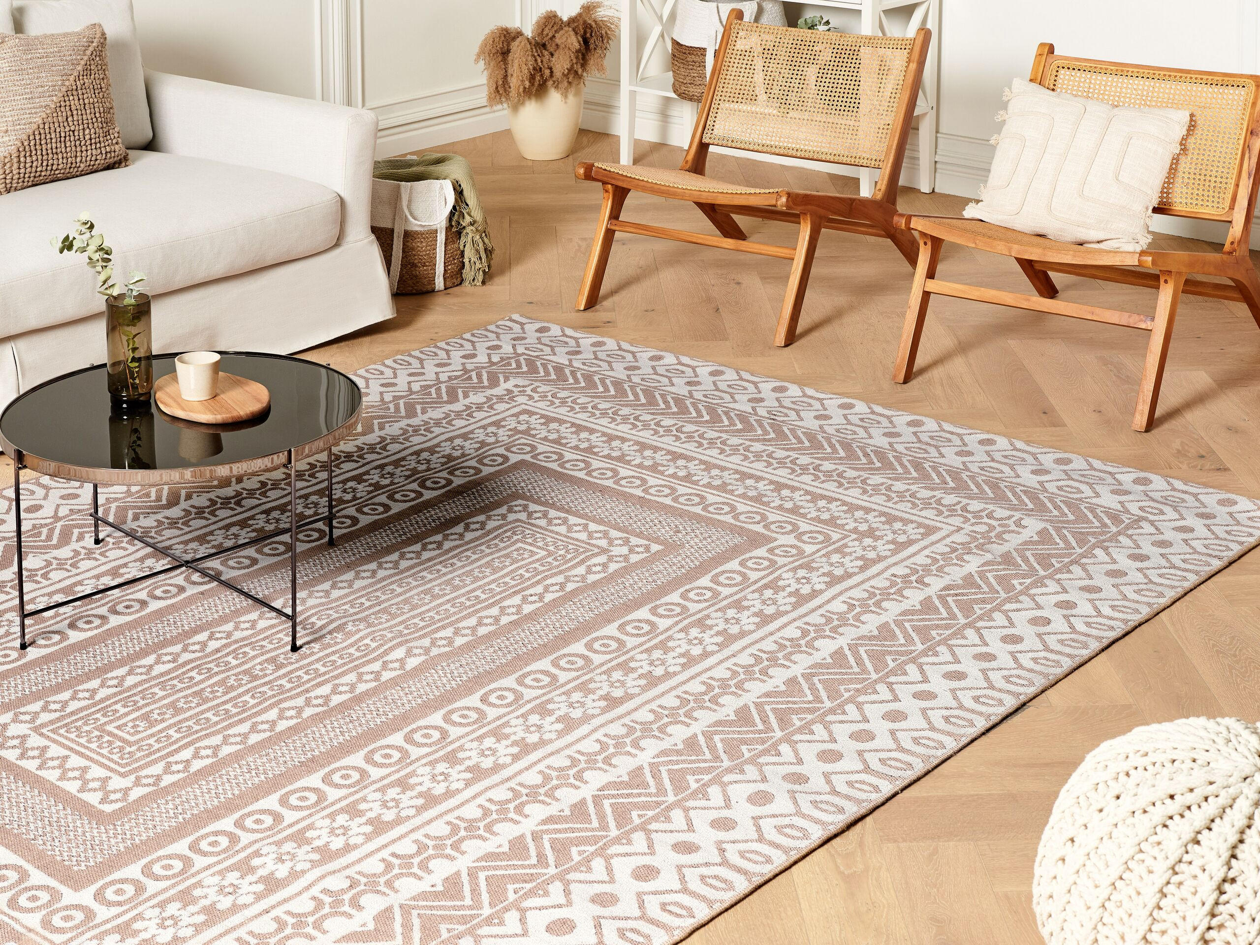 Thumbnail - Beliani Kurzflor-Teppich, Beige, Naturmaterialien, Grafikmuster, Rechteckig, 200x300 cm, Teppiche & Böden, Teppiche, Nat...