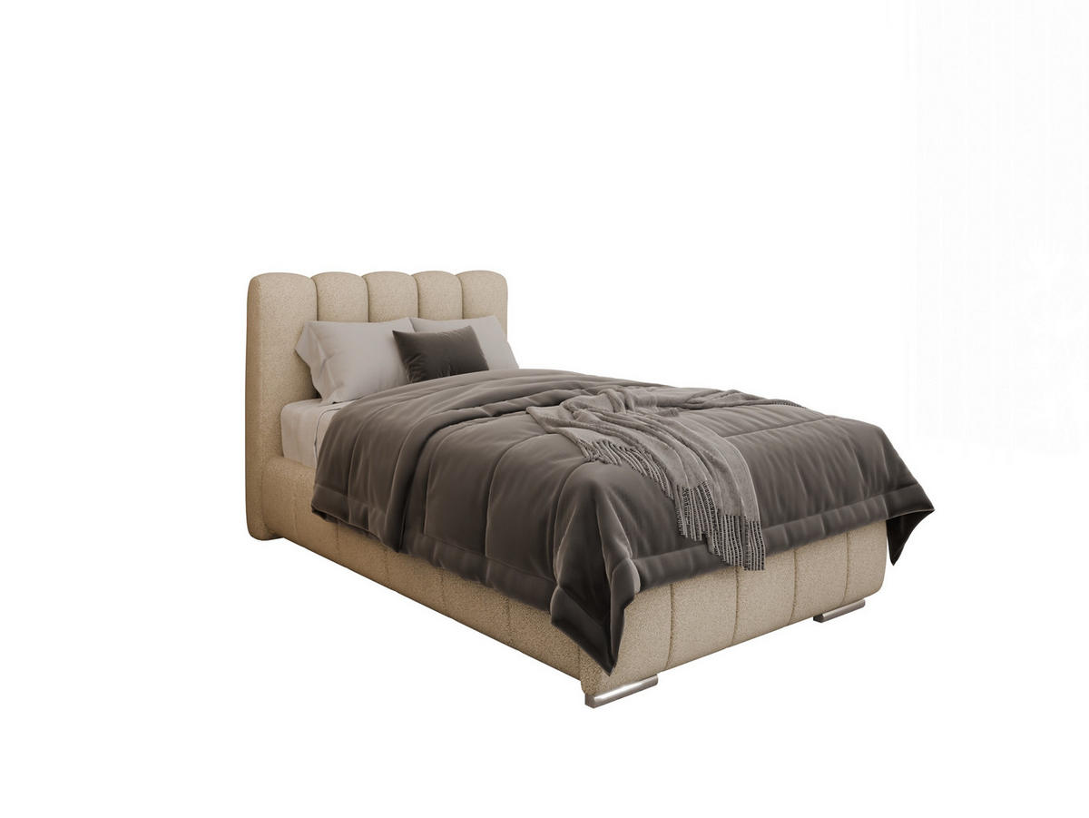 POLSTERBETT Zaira 100x200cm – Elegantes Polsterbett für modernen Wohnstil , ZONIERTE TASCHENFEDERN KOKOS (21cm), beige - Beige, Holz (100/200cm) - Panda Möbel