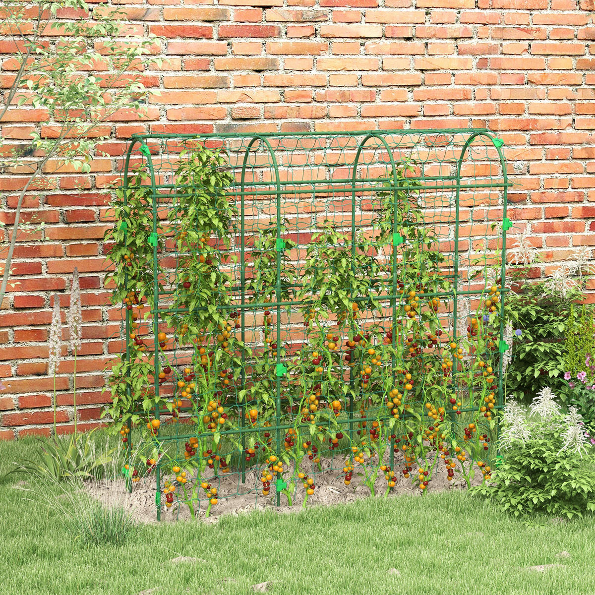 RANKHILFE für Kletterpflanzen, Verstellbares Spalier, für Garten, Balkon, Stahl, Grün - Grün, Kunststoff/Metall (43/183/182cm) - Outsunny