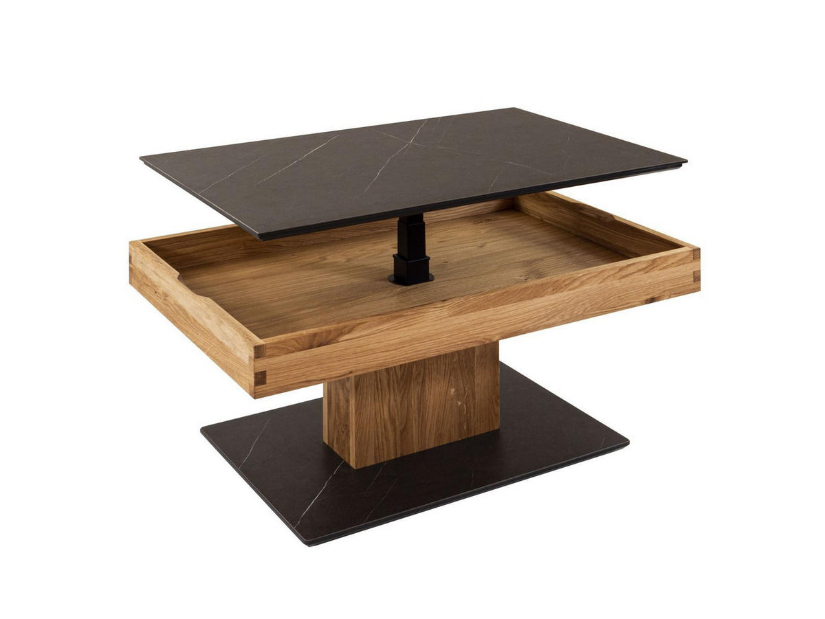 FUNKTIONSTISCH Celestia 90x60x45 höhenverstellbar Wildeiche/Marmara Nero - Braun, Holz (90/60/45cm) - 58aufmkessel