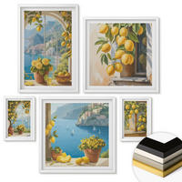 WANDBILDER 5er-Set - 50x50 cm & 20x30 cm & 40x60 cm Weißer Rahmen - Meerblick, italienische Zitronen - Weiß, Kunststoff (40/60cm) - ArtPrintCave
