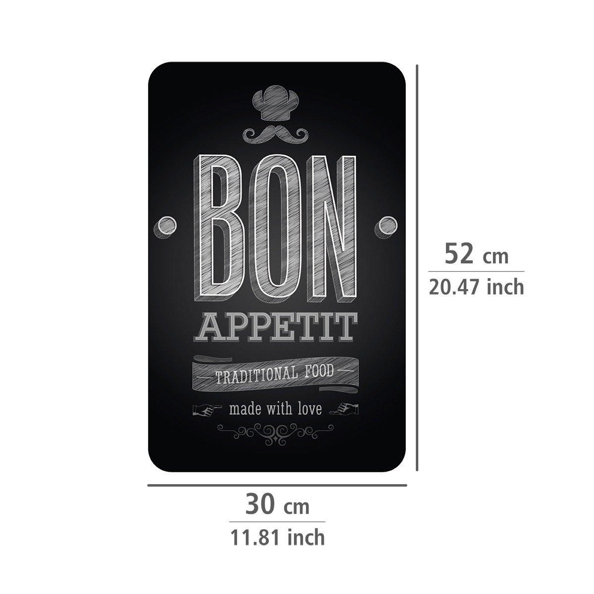 GLASSCHUTZPLATTEN für Herd — 2 Stück Bon Appet 52/30/0,5 cm - Schwarz, Glas (30/0.5/52cm) - Wenko