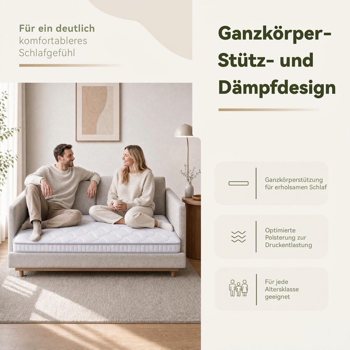 TASCHENFEDERKERNMATRATZE 140/190 cm Weiß, Härte H3 - Weiß, Textil (140/190cm) - Oxeza