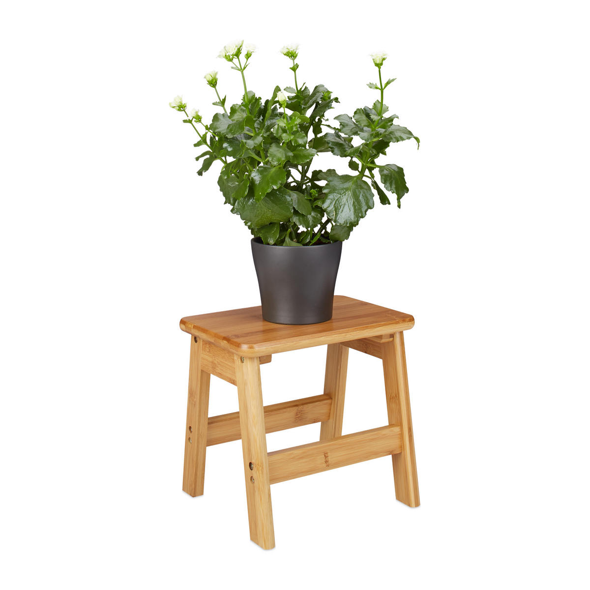 FUSSBANK - Hellbraun, Holz (29/27/24cm) - Relaxdays