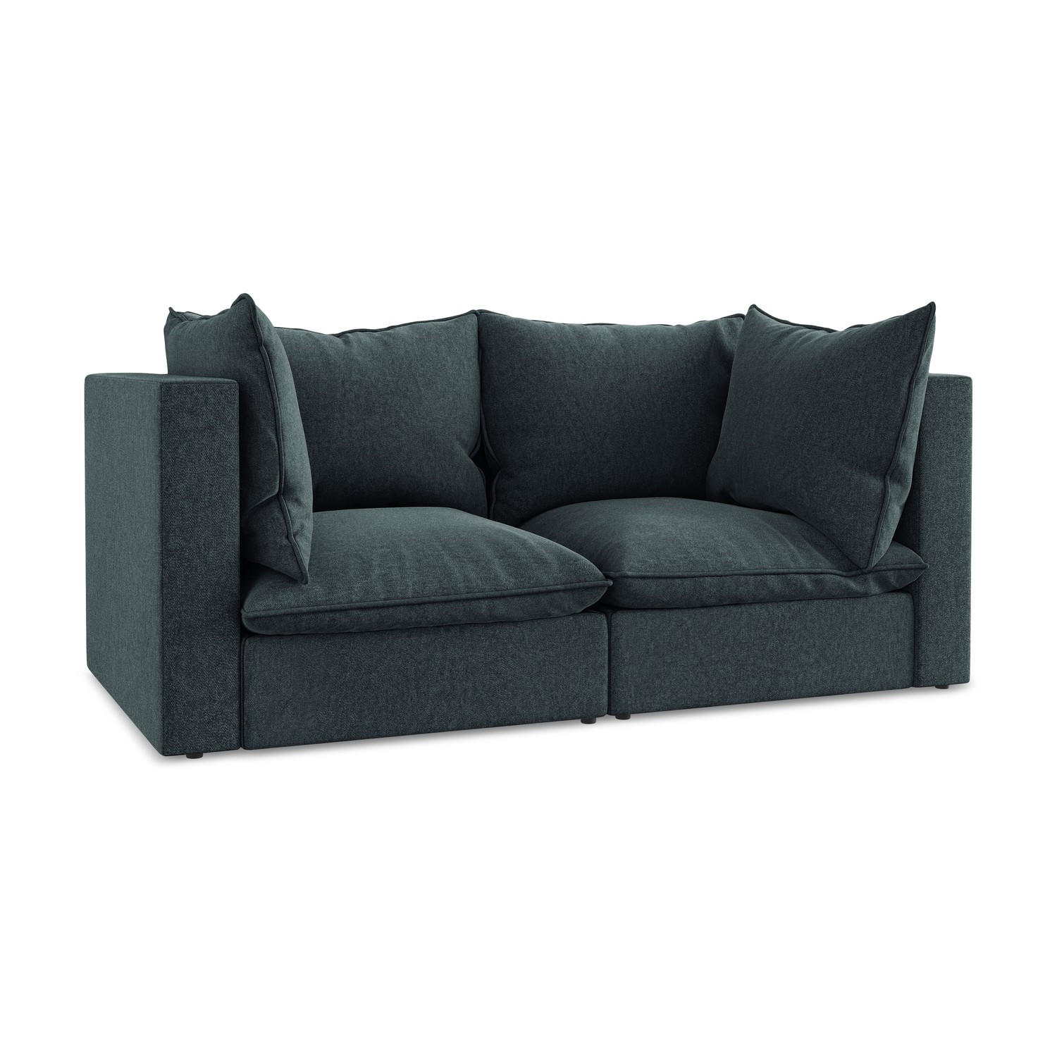 2-SITZER SOFA Samt Stoff Blau - Blaugrau/Schwarz, Holzwerkstoff/Kunststoff (180/77/90cm) - LaMiaSofa