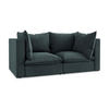 2-SITZER SOFA Samt Stoff Blau - Blaugrau/Schwarz, Holzwerkstoff/Kunststoff (180/77/90cm) - LaMiaSofa