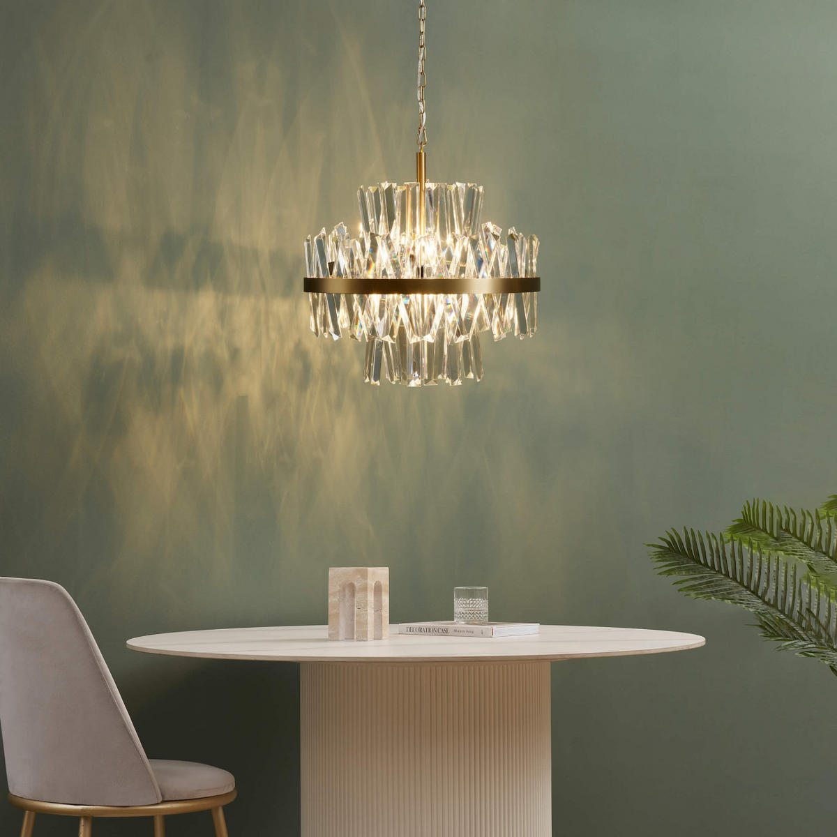 HÄNGELEUCHTE Ariella, Transparent und goldfarben, 53cm - Transparent, Glas (53/50/53cm) - KOSILUM