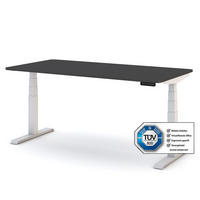 SCHREIBTISCH Elektrisch höhenverstellbarer Kinderschreibtisch JUNIOR Curved Anthrazit Signalweiß 140/80/52.5-121cm - Anthrazit/Weiß, Holzwerkstoff/Metall (80/140/121cm) - ASSMANN