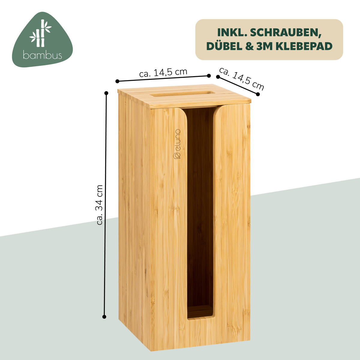TOILETTENPAPIERAUFBEWAHRUNG, Bambus, eckig - Braun, Holz (14.5/34/14.5cm) - eluno