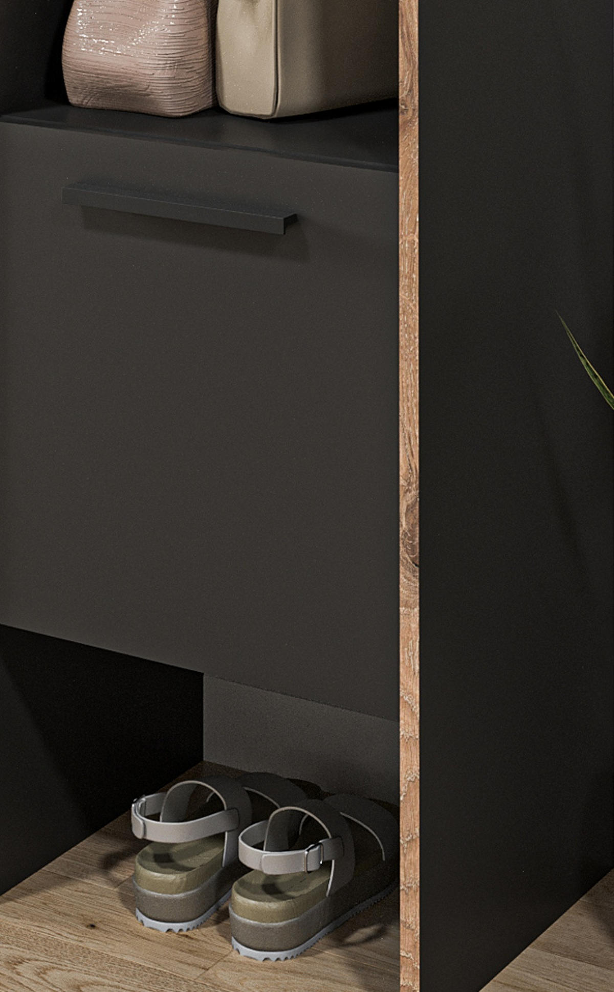 GARDEROBE grau und Nox Eiche, Kompaktgarderobe 42 x 189 cm, Salud - Dunkelgrau/Schwarz, Holzwerkstoff/Kunststoff (42/189/37cm) - Inn.Furn
