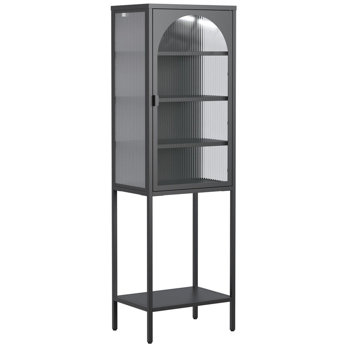VITRINENSCHRANK aus Metall und Glas 50x35x160 cm Schwarz mit verstellbaren Einlegeböden und abschließbarer Tür - Schwarz, Glas (50/160/35cm) - Modfu