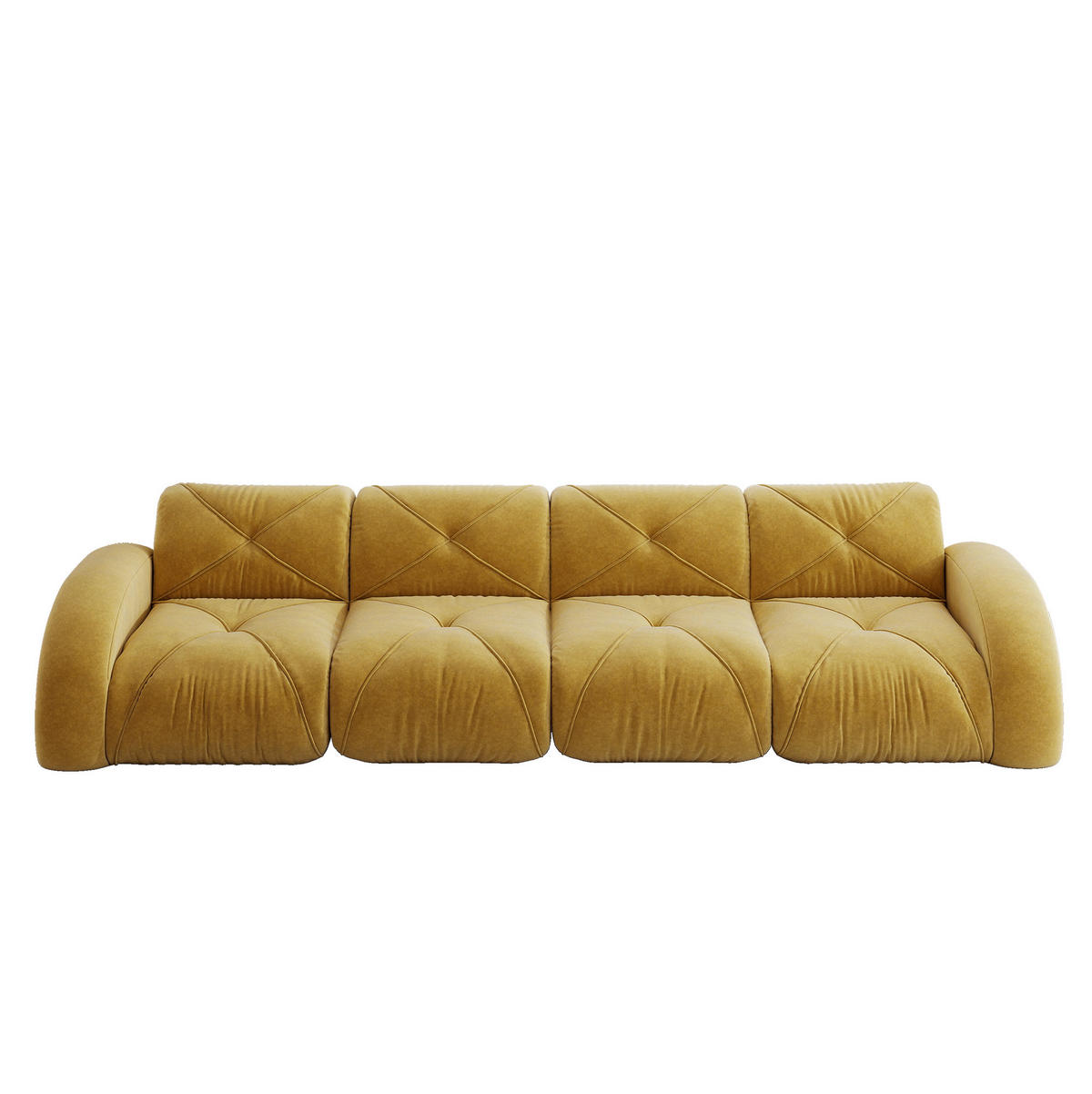SOFA modular 4-Sitzer Chenille Yellow - Gelb, Kunststoff (95/76/358cm) - Meubliv