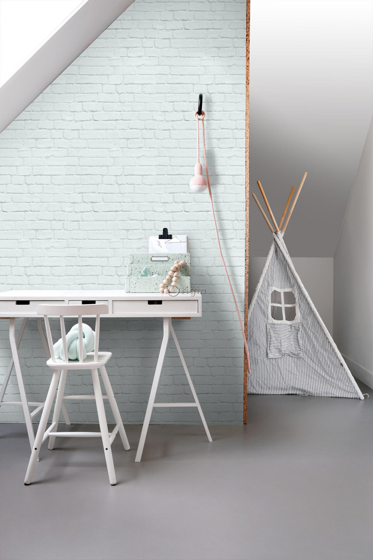 TAPETE Stein-Optik 53 cm x 10.05 m - Grün, Papier (53/0.1cm) - Origin Wallcoverings