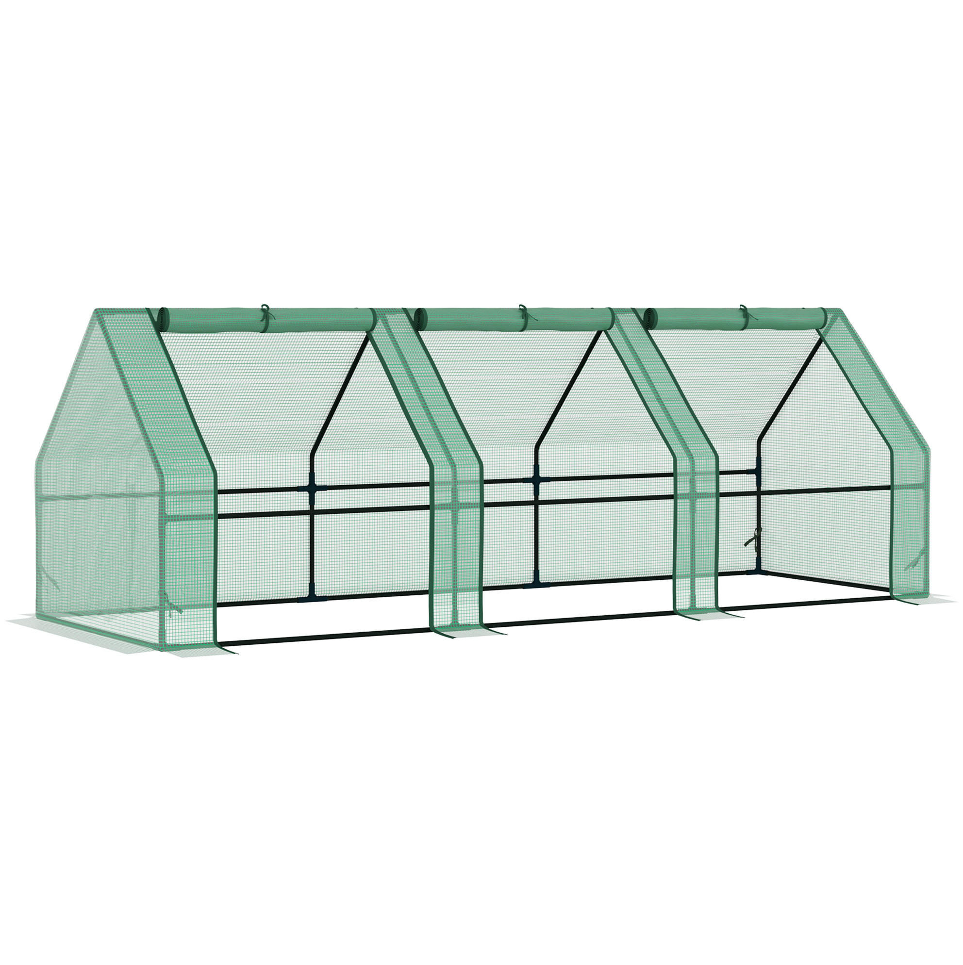 GEWÄCHSHAUS 270/90/90 cm Grün aus Stahl mit aufrollbaren Fenstern - Grün, Metall (90/90/270cm) - OKMYHOME