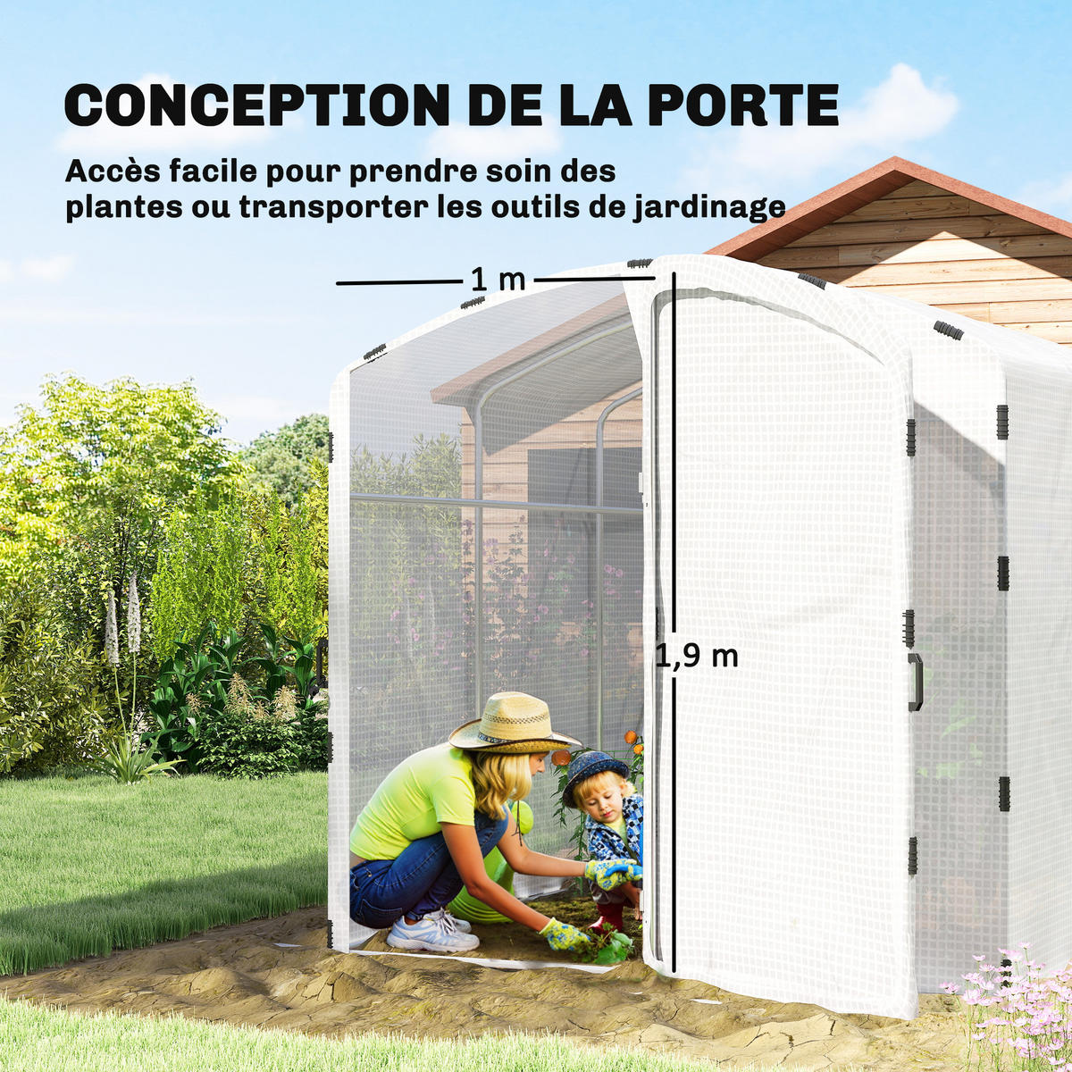 GEWÄCHSHAUS DE-12060 mit verstärkter 220 g/m² PE-Bache Weiß - Weiß, Metall (200/195/300cm) - ComfortXL