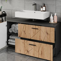 WASCHBECKENUNTERSCHRANK Irma Anthrazit/Artisan 120.1 x 60.6 cm mit 2 Schubladen und 1 Tür - Anthrazit/Eiche Artisan, Holzwerkstoff (120.1/60.6/41cm) - Vicco