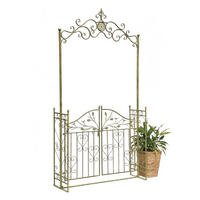 ROSENBOGEN mit Tür Wetterfest Metall Breite 130 cm Grün 93997 - Grün, Metall (130/250/40cm) - DanDiBo