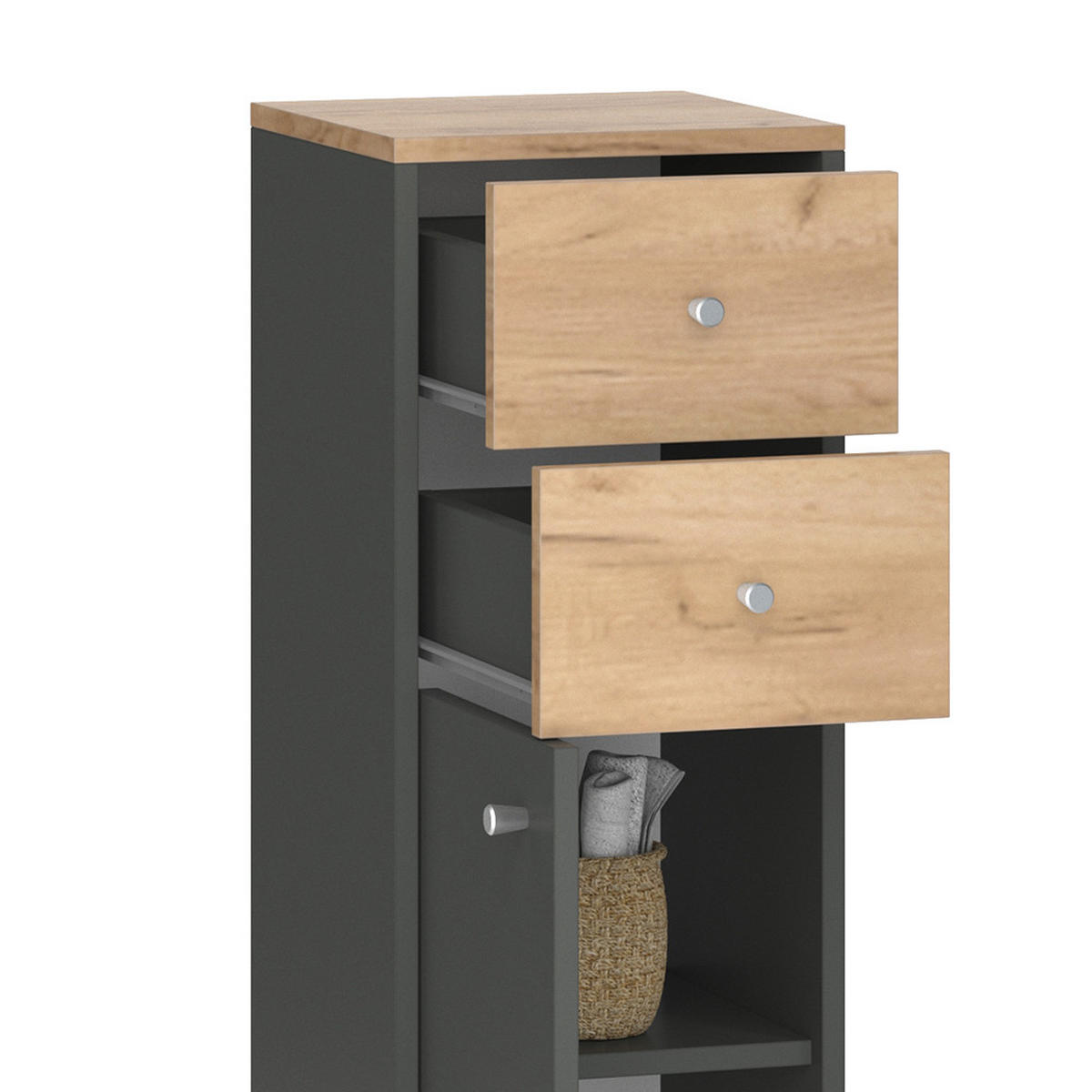 BADMÖBEL-SET Senyo Anthrazit 4 Teile - Honigeiche/Anthrazit, Holzwerkstoff (62/54/32cm) - Vicco