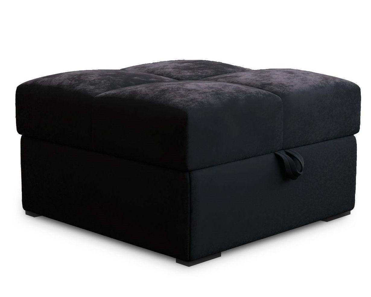POUF MIZA Schwarz 65x65 cm - Schwarz, Textil (65/38/65cm) - MASSENO