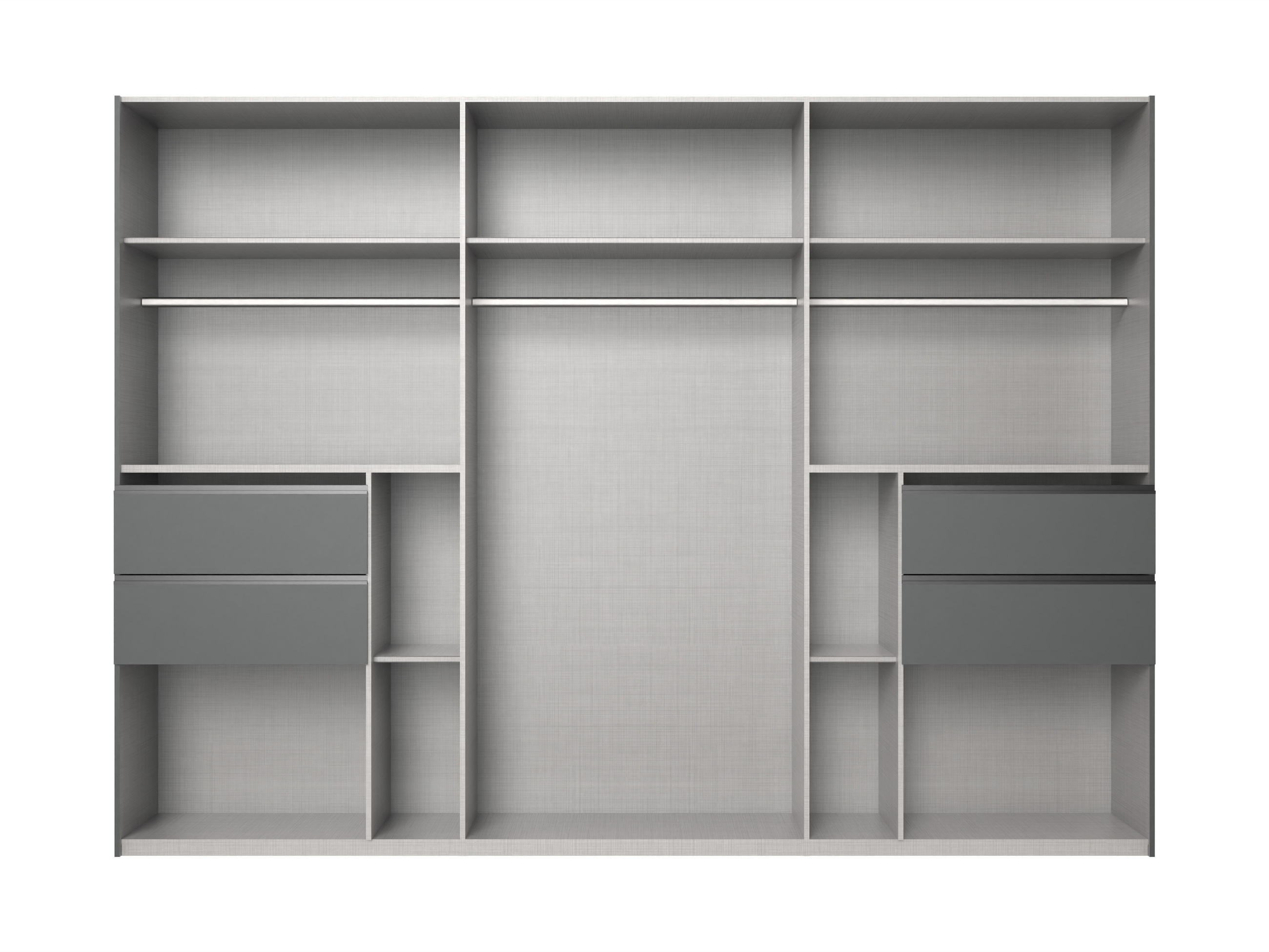 SCHWEBETÜRENSCHRANK B312/H216/T65 cm, Korpus+ Passepartout+Schubladen Grafit, Türen eichefarben / Spiegel, inkl. Vollausstattung / 22064 - Eichefarben/Schwarz, Holzwerkstoff/Metall (312/216/65cm) - luma-home