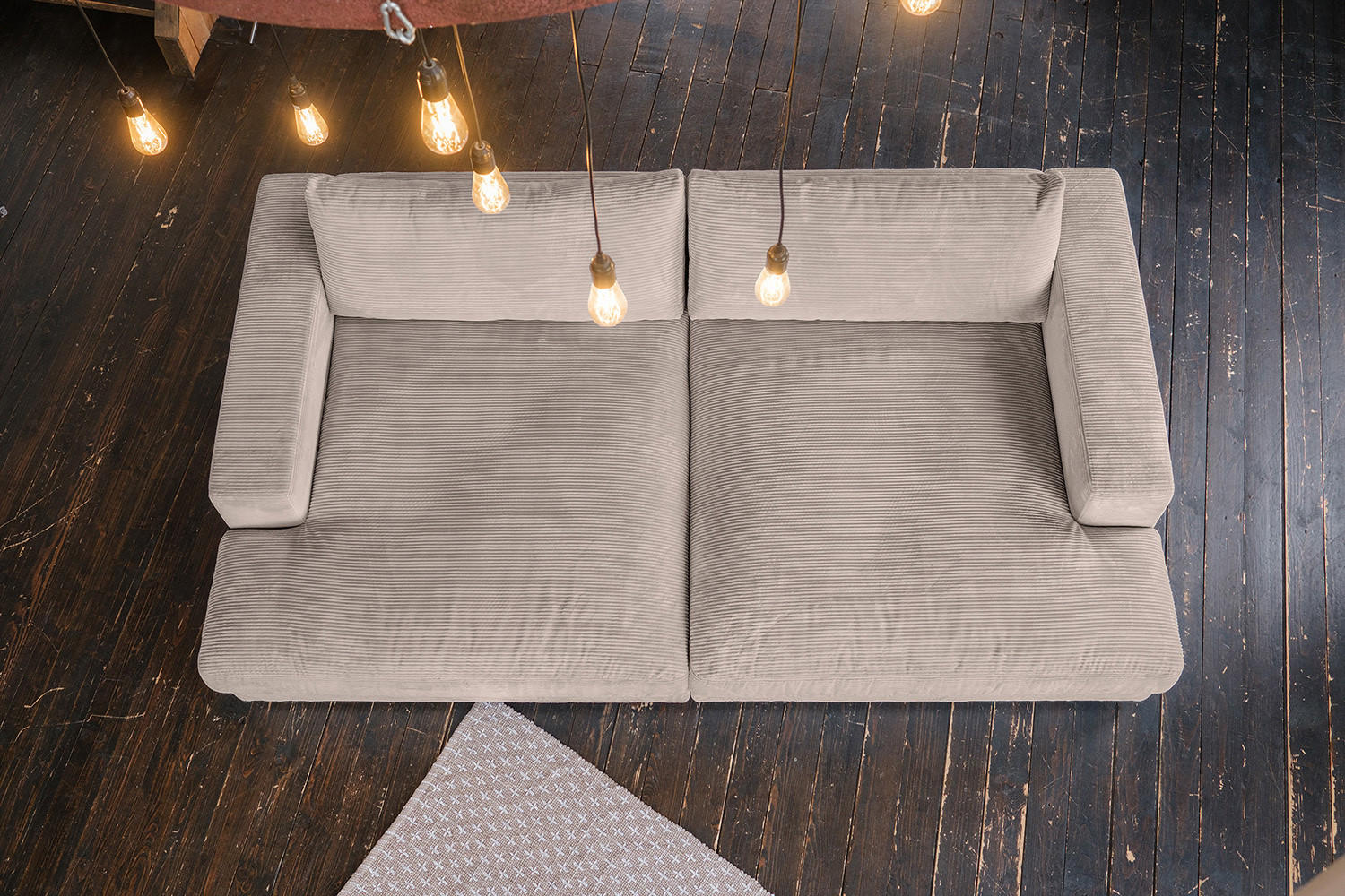 BIG SOFA-SET 6-TLG MADELINE Taupe Cord - Taupe/Schwarz, Kunststoff/Textil (290/85/170cm) - KAWOLA