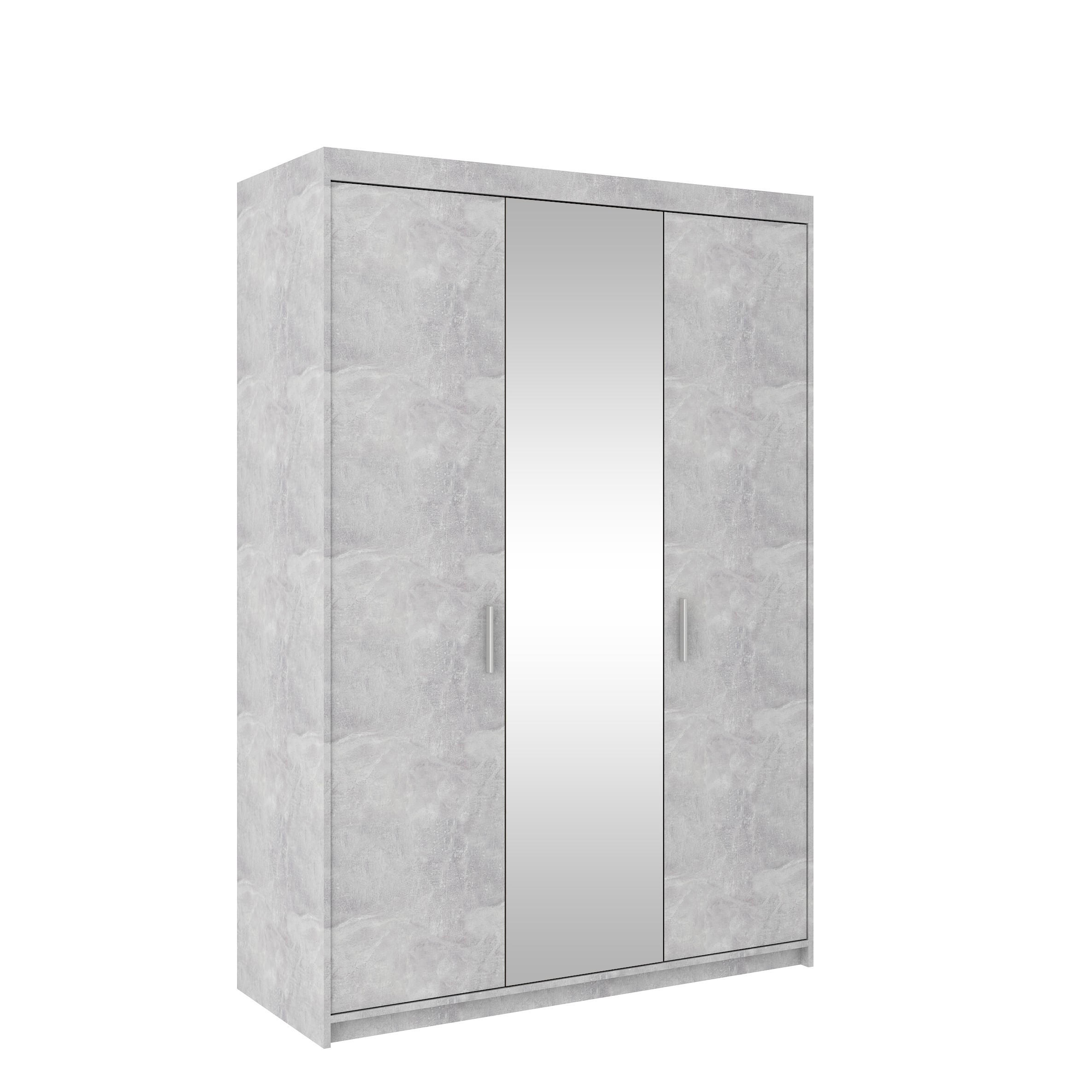 DREHTÜRENSCHRANK ELENORA 133/190,5/53cm 3-türig mit Spiegel Titanfarben - Titanfarben, Holzwerkstoff (133/190.5/53cm) - MASSENO