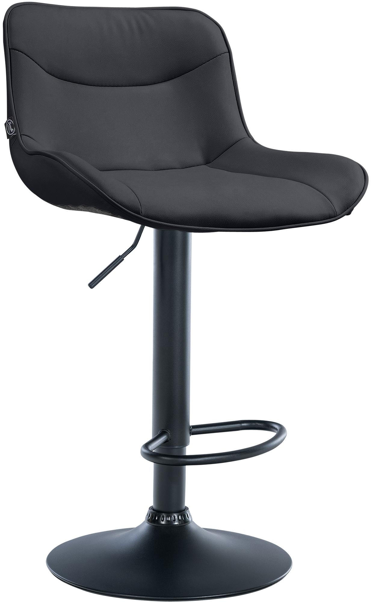 BARHOCKER TAMPA Schwarz Kunstleder Schwarz - Schwarz, Leder/Metall (49/85/51cm) - DELUKE