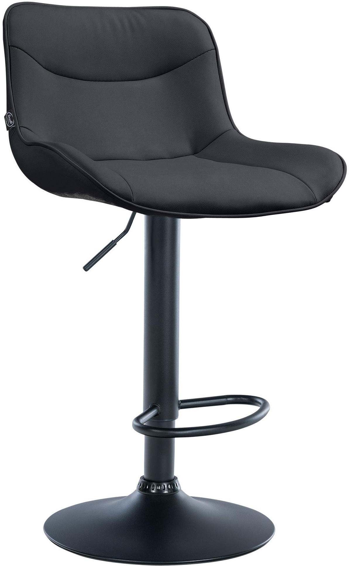 BARHOCKER TAMPA Schwarz Kunstleder Schwarz - Schwarz, Leder/Metall (49/85/51cm) - DELUKE