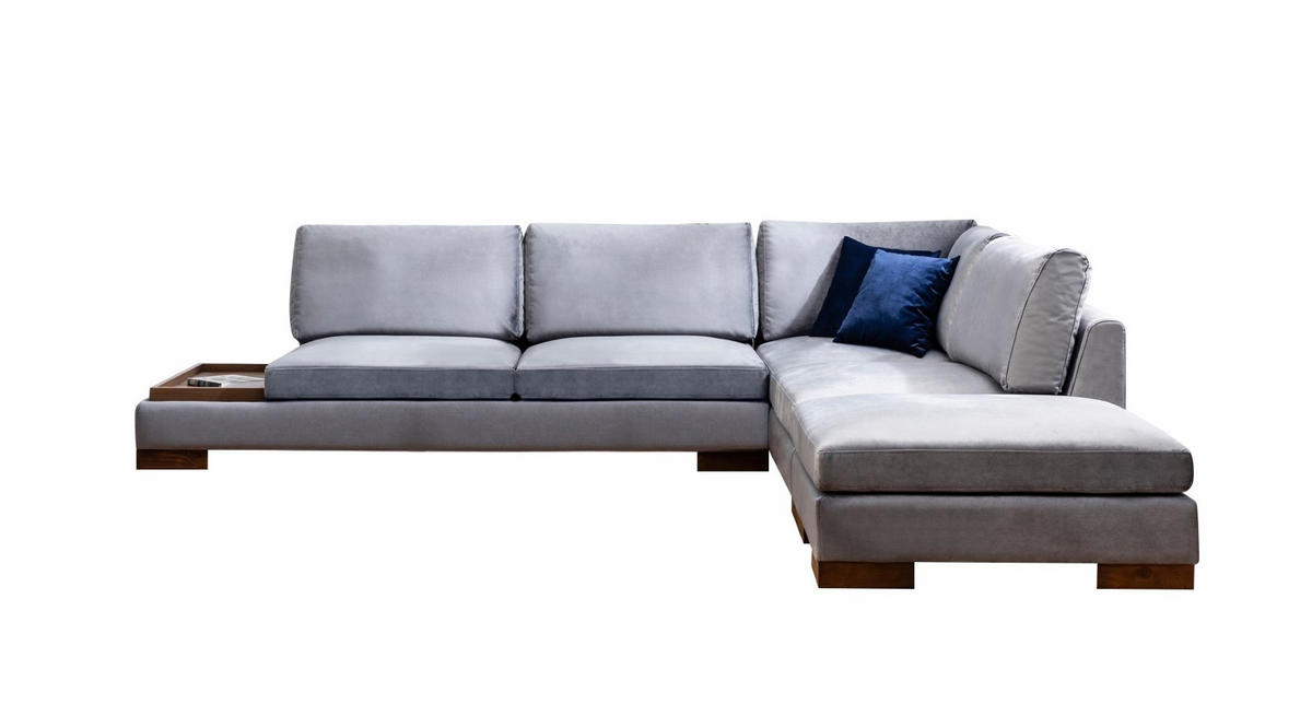ECKSOFA mit Hocker und Lounge-Design - Dunkelgrau/Anthrazit, Holz/Textil (193/313cm) - myHomelando