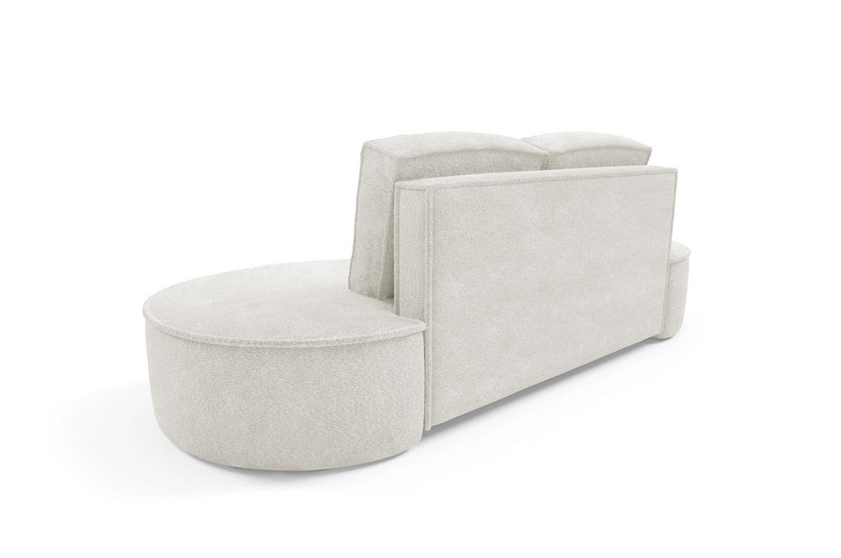 SOFA Molly – Freistehendes halbrundes Designsofa mit zwei eleganten, abnehmbaren RückenKissen, Abriamo Stoff, Größe: 234x101x88 cm, Weiß - Weiß, Holz/Textil (234/88/101cm) - DomoHome