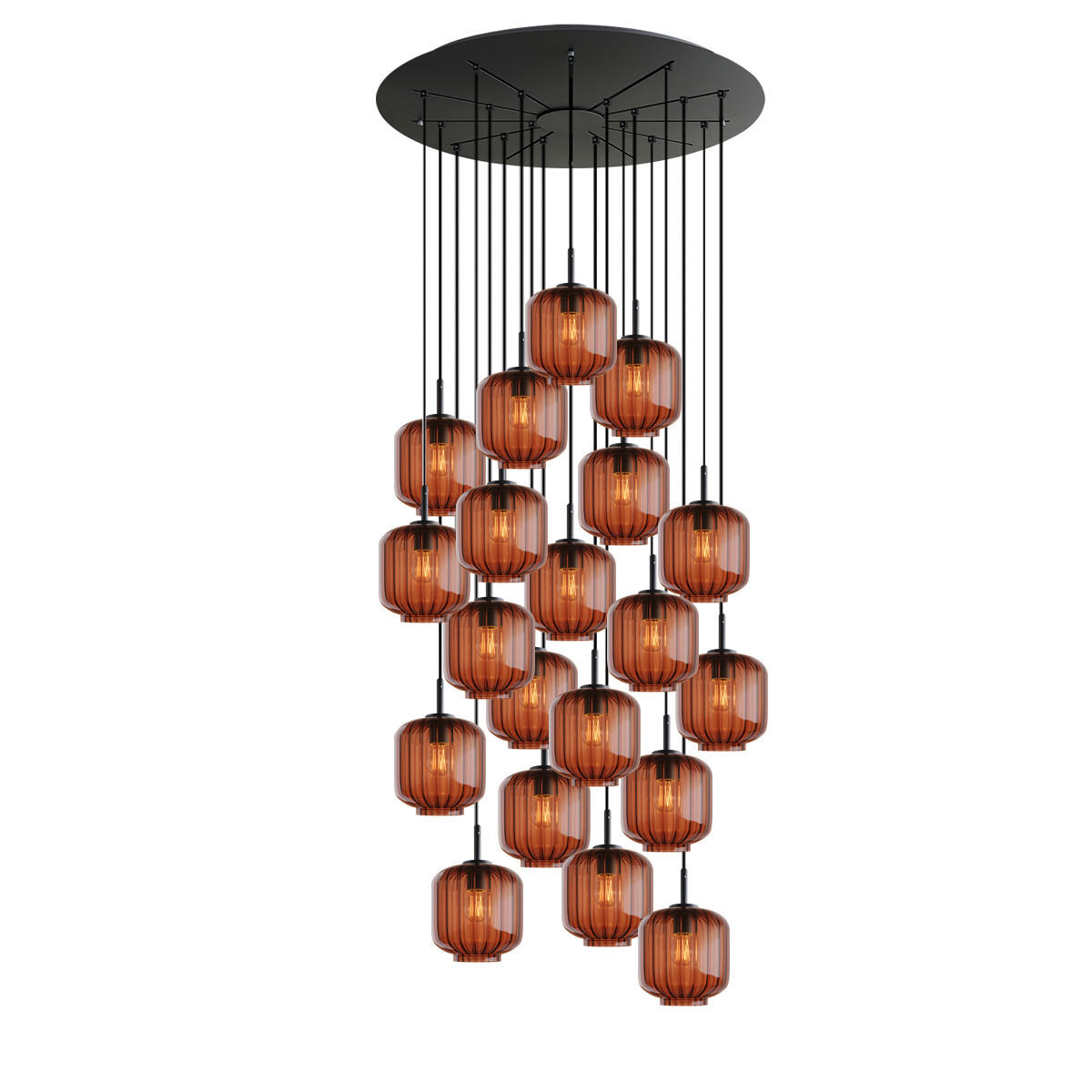 GALERIELEUCHTE Velo 20-flammig Braun Ø 20cm - Schwarz/Braun, Glas (20/20/20cm) - s.luce