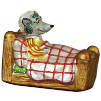 CHRISTBAUMSCHMUCK Wolf im Bett der Großmutter Mehrfarbig 10cm (Glas / 1 Stk.) - Multicolor, Glas (6/10/10cm) - Krebs Glas Lauscha